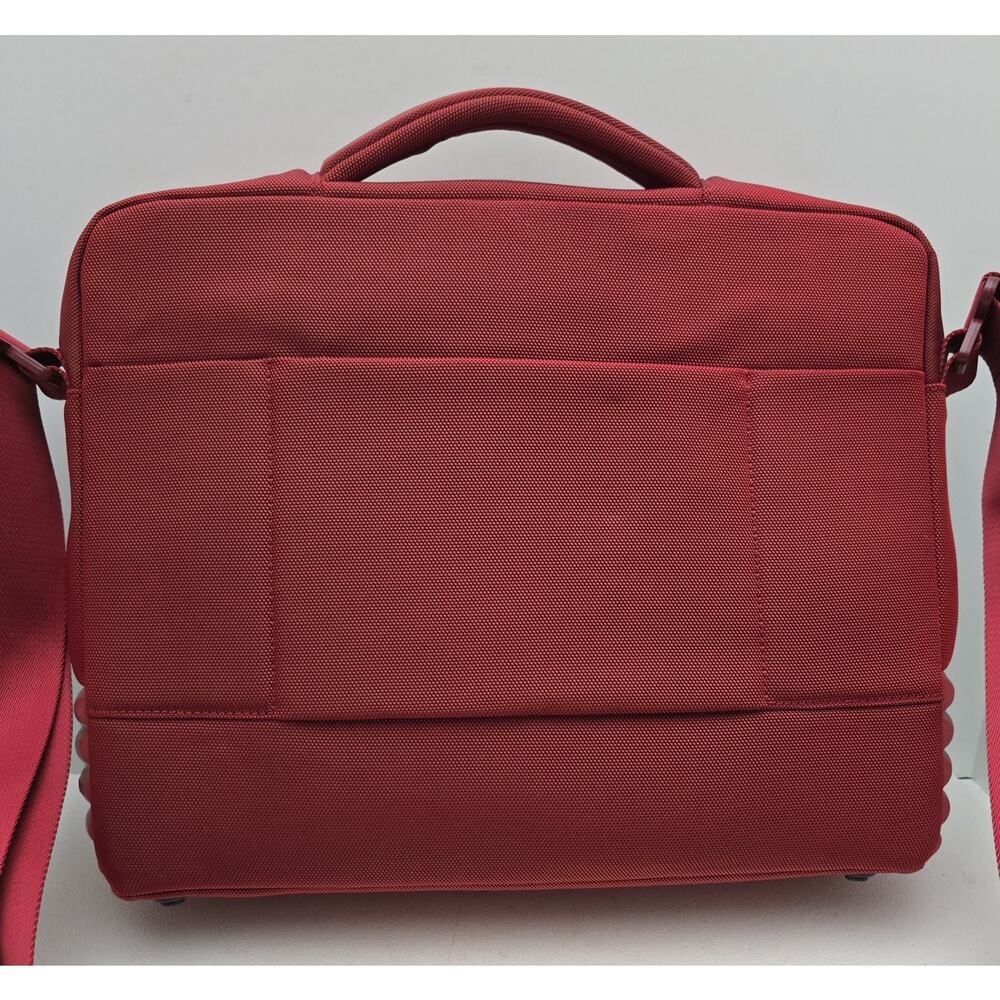 Mandarina Duck Laptop Bag Tank Briefcase Messenger Red Nylon Rubber 16"x12.5" - Picture 5 of 16